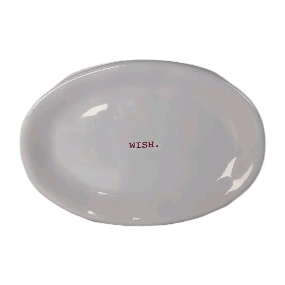 Rae Dunn Big ~M~ Natural Off White Oval Christmas Plate Platter Red Word 